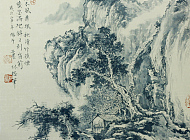 落木风潇山水画